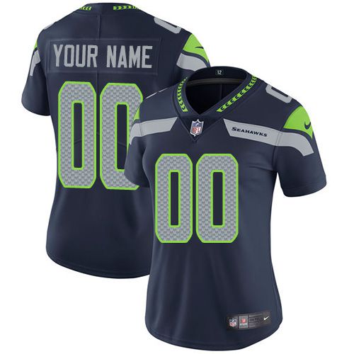 2019 NFL Women Nike Seattle Sehawks Home Navy Blue Customized Vapor jersey->customized nfl jersey->Custom Jersey